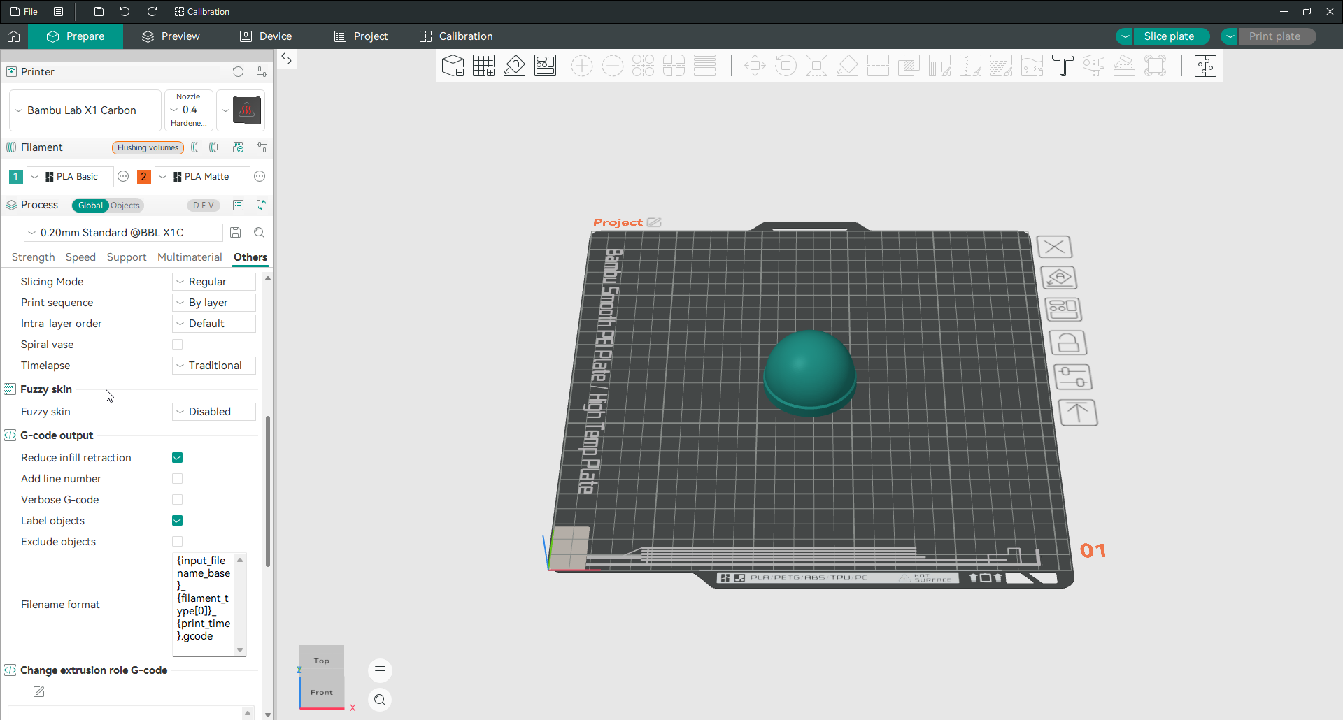 La section surface texturée dans l'onglet Orca Slicer Autres