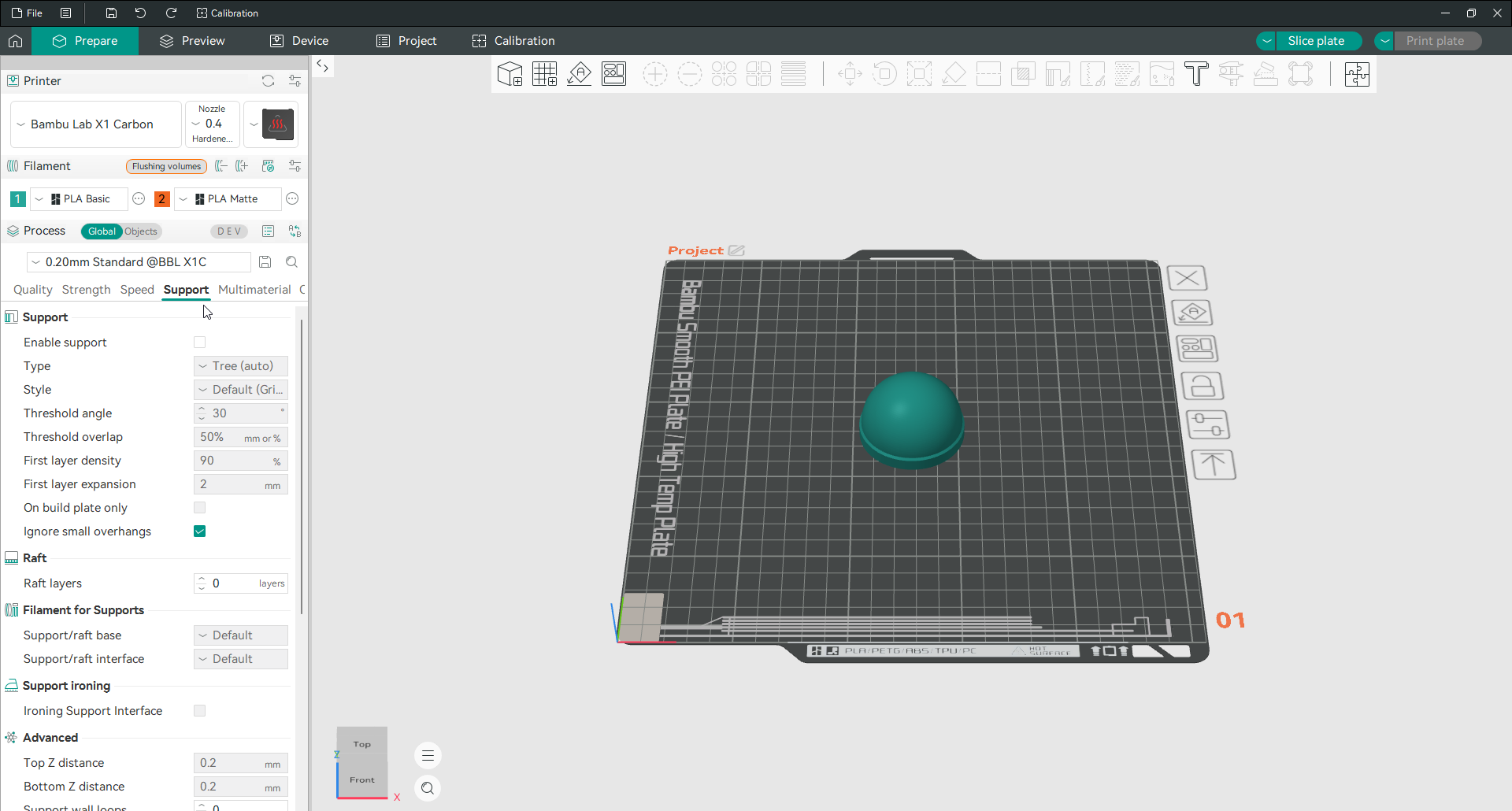 The Support tab in Orca Slicer