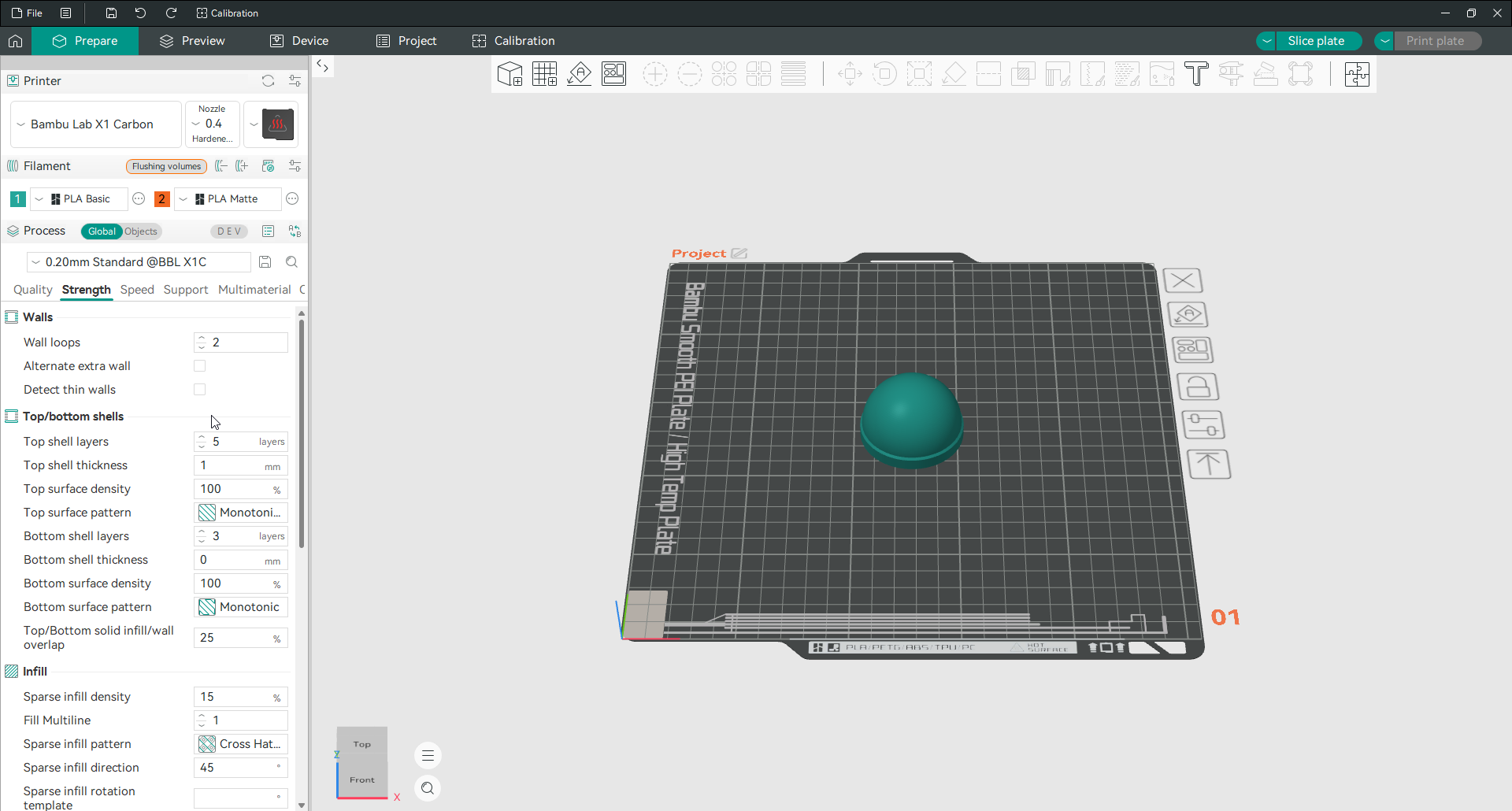 configurações do Orca Slicer das camadas superior e inferior