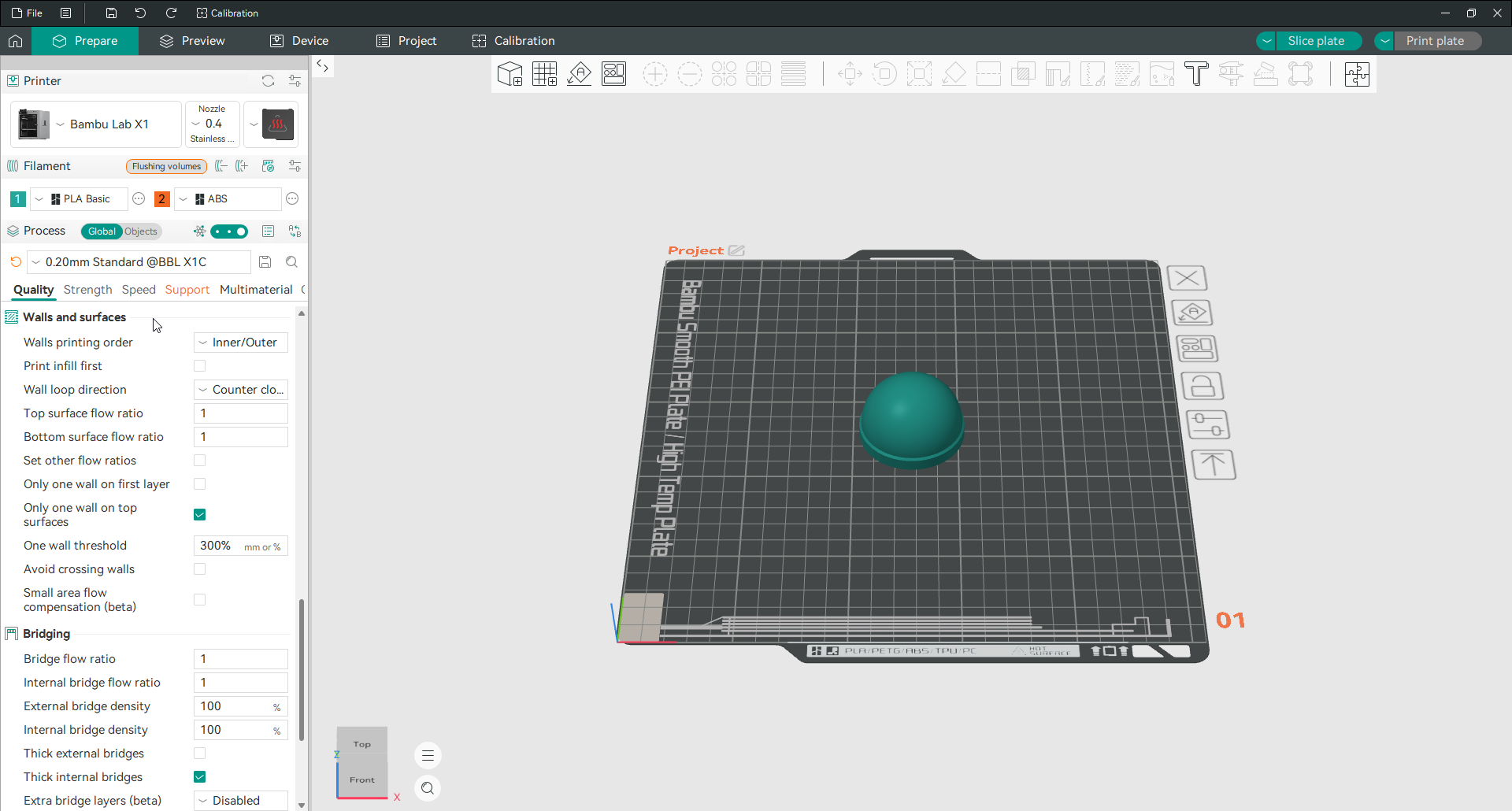 configurações do Orca Slicer de paredes e superfícies