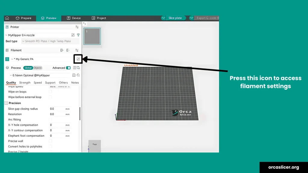 Guida Alla Risoluzione Dei Problemi Orca Slicer 6 Impostazioni filamento