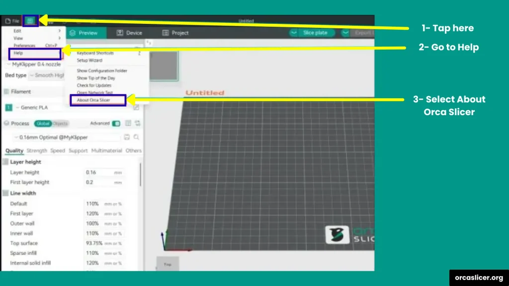 Orca Slicer Guide 1 Check Current Version Step 1