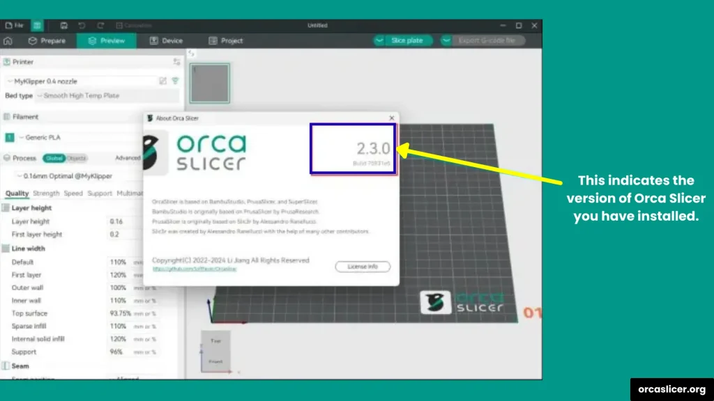Orca Slicer Guide 2 Check Current Version Step 2