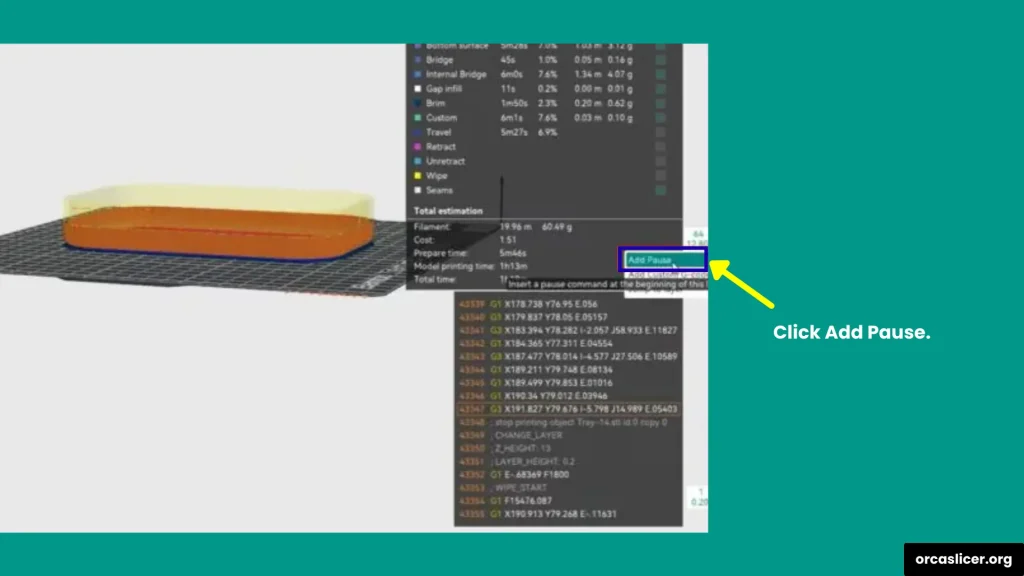 Orca Slicer Guide 27 Click Add Pause