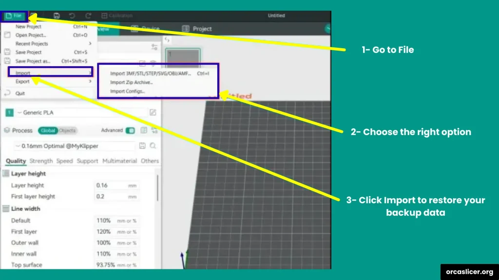 Orca Slicer Guide 5 Restore Backup