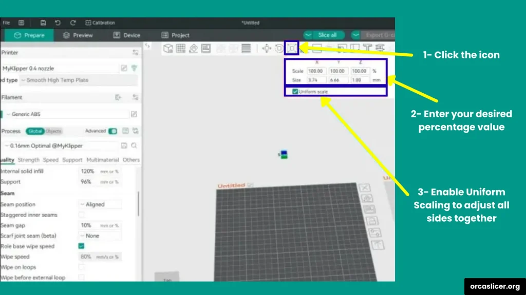 Orca Slicer Guide 9 Shrink or Scale