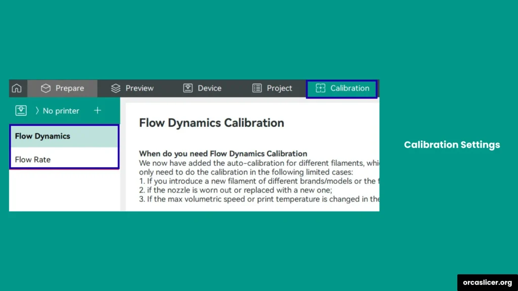 Orca Slicer Konfiguracja 10 Calibration Settings