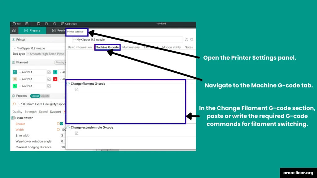Drukowanie wielomateriałowe z jednym ekstruderem 2 Filament G code
