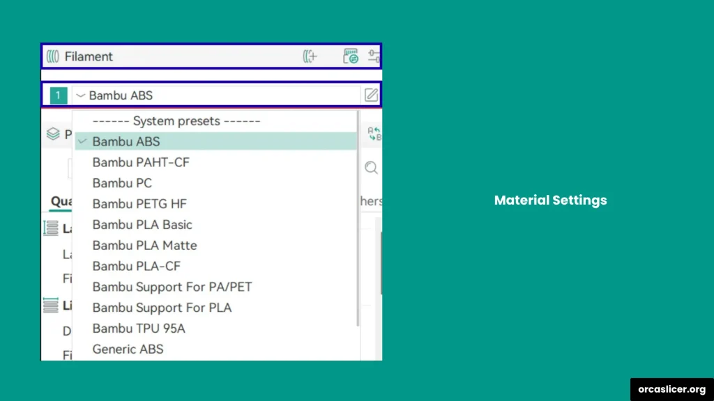 Orca Slicer Konfiguracja 2 Material Settings