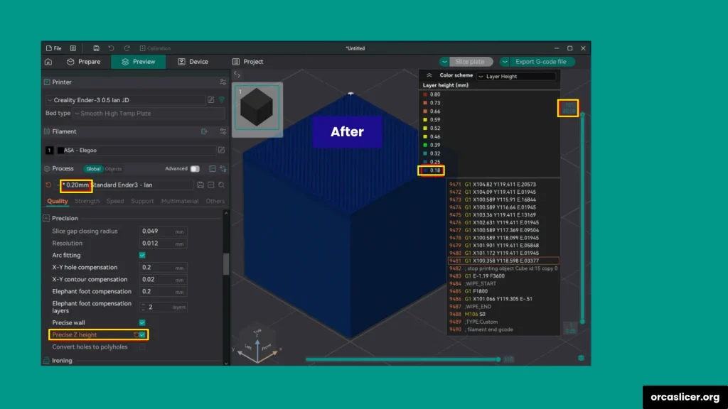 Precyzja 9 Precise Z Height After