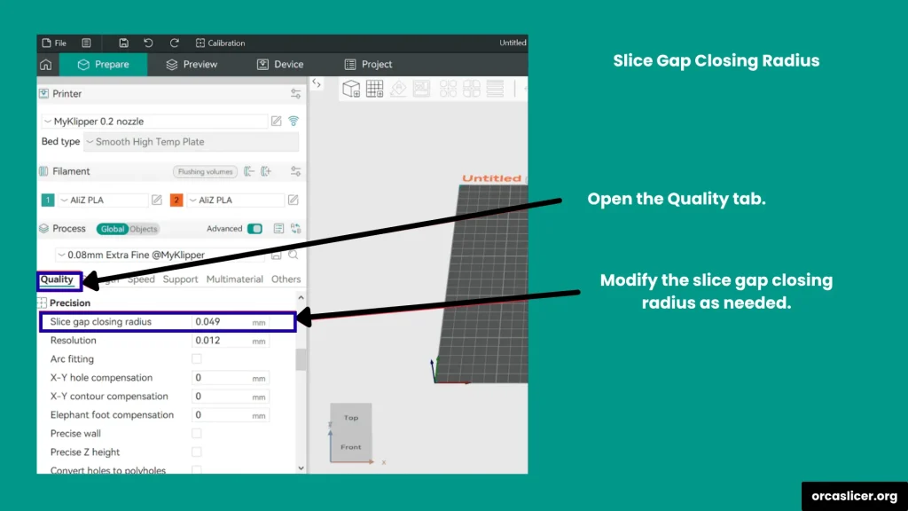 Precyzja 1 Slice Gap Closing Radius