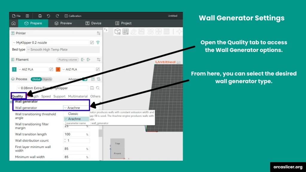 Ustawienia Generatora Ścian 1 Wall Generator Settings