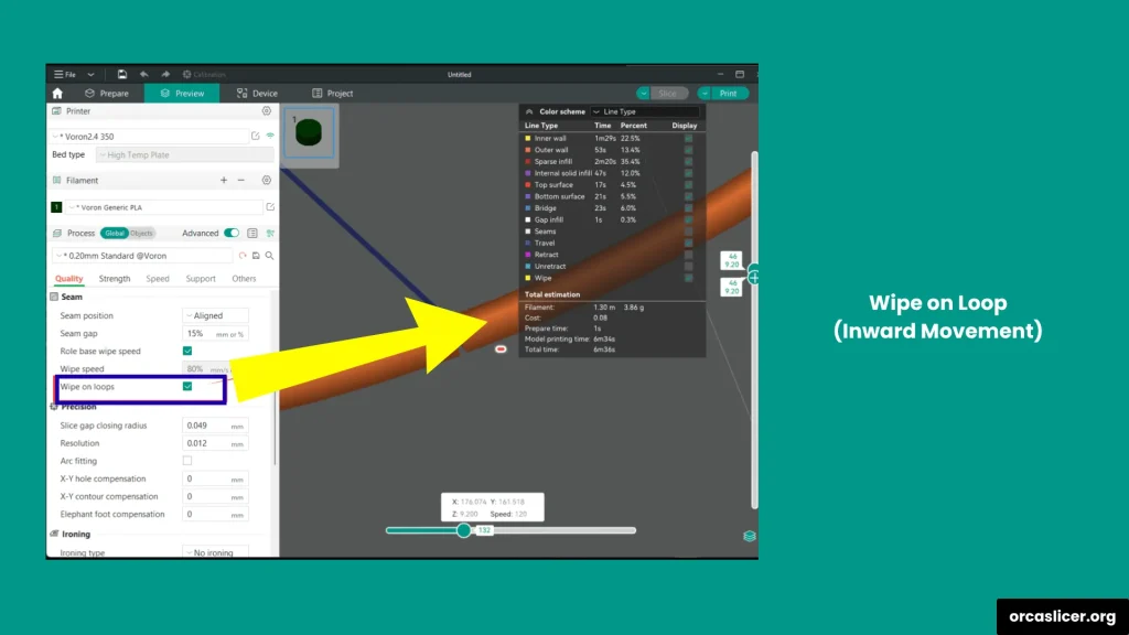 Ustawienia szwu 15 Wipe on Loop