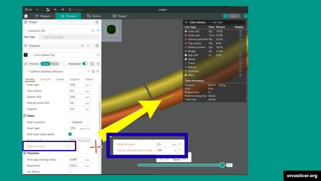 Ustawienia szwu 16 Wipe on Loop Inner Movement