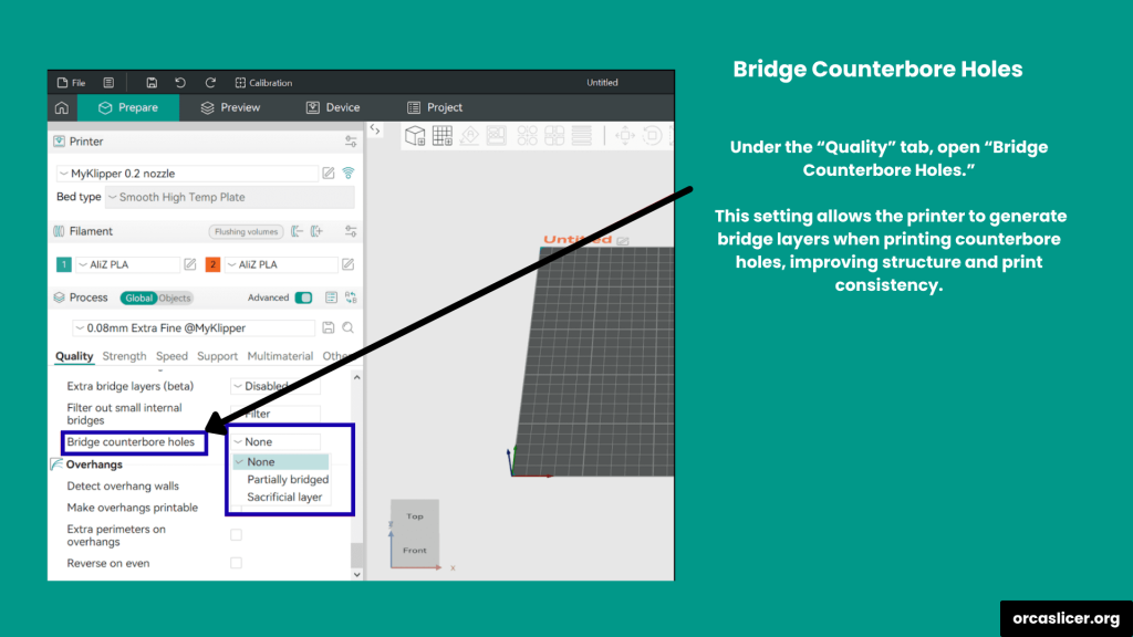 Bridging Settings 9 Bridge Counterbore Holes